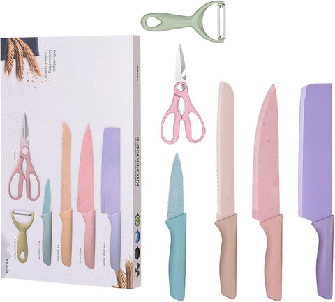 Set di coltelli da cucina colorati con confezione regalo lame antiaderenti con acciaio inossidabile di alta qualità set di coltelli da cucina